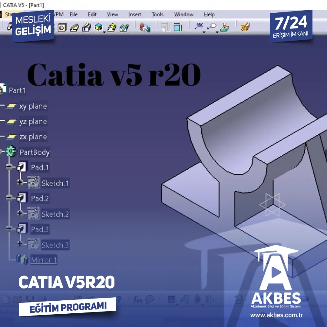 Catia V5R20 Eğitim Programı ile profesyonel 3D tasarım becerileri kazanın; parça, montaj ve teknik resim oluşturma süreçlerinde uzmanlaşın!